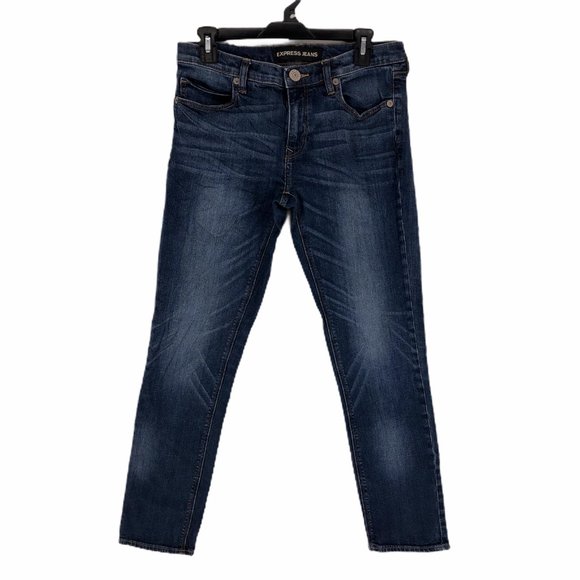 Express Womens Blue Girlfriend Skinny Jeans Size 4